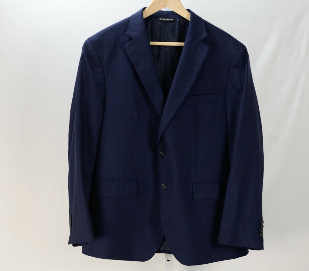 Zegna Cool Effect Modern Fit Blue Black Stripe Jacket Blazer 42
